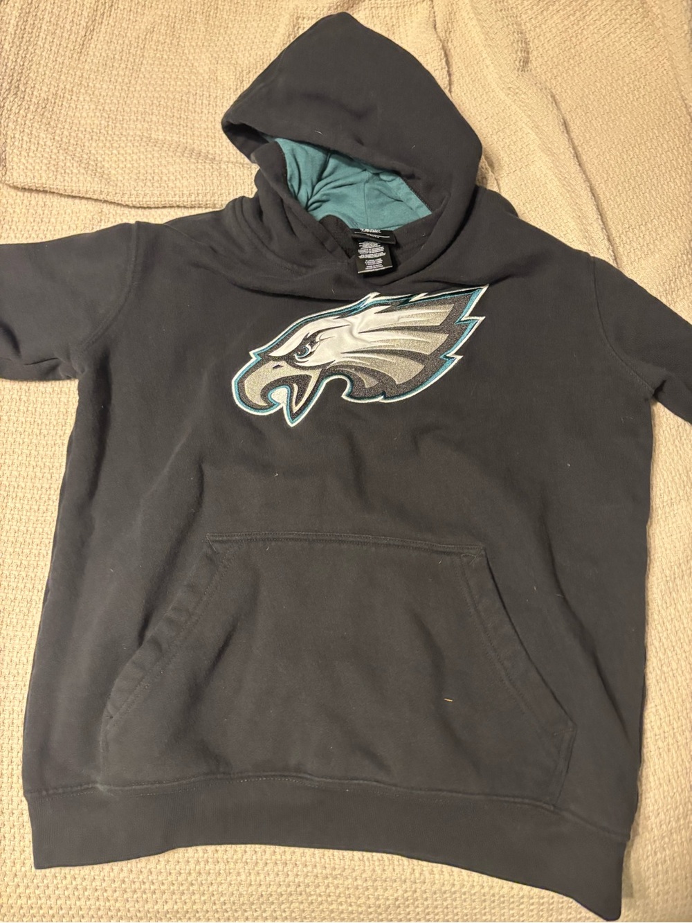 Team Apparel Black Kids Hoodie with Teal-Lined Hood and Team Crest